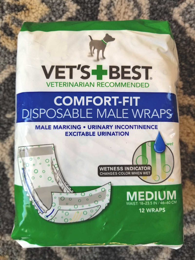 Vets Best Disposable Male Dog Diaper Wraps for incontinent senior dogs