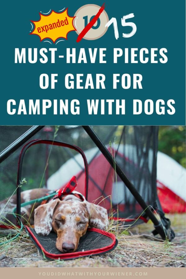 I’ve been camping with my dogs for almost 20 years. I’ve gone through a lot of trial and error and have made a list of 15 items I won’t leave home without. ~ camping with dogs ~ dog camping gear ~ dog gear for camping
